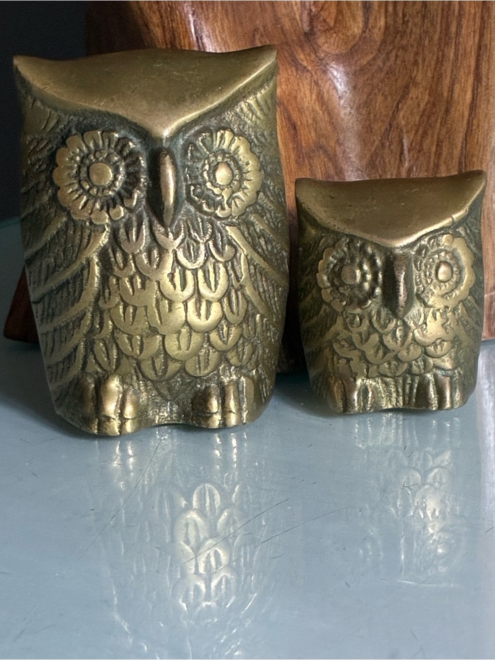 Vintage Brass MCM Owls Set of 2
